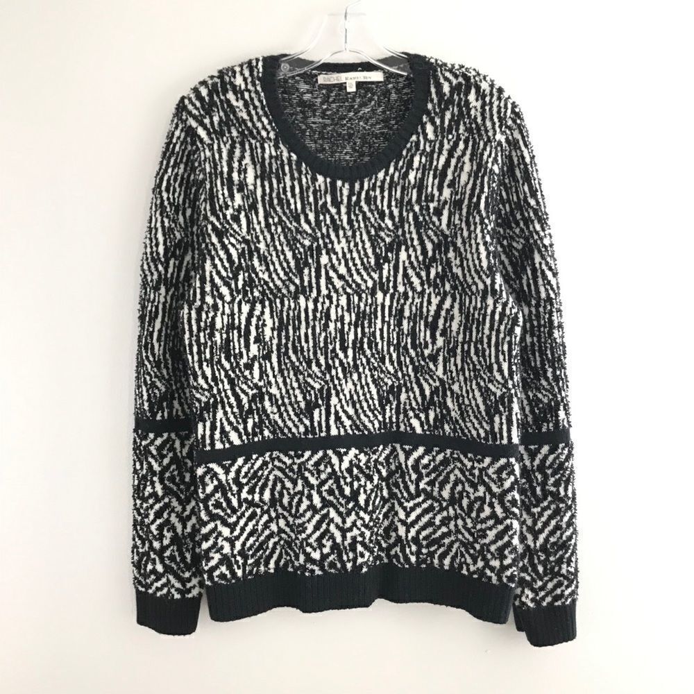 RACHEL ROY b&w eyelash sweater
